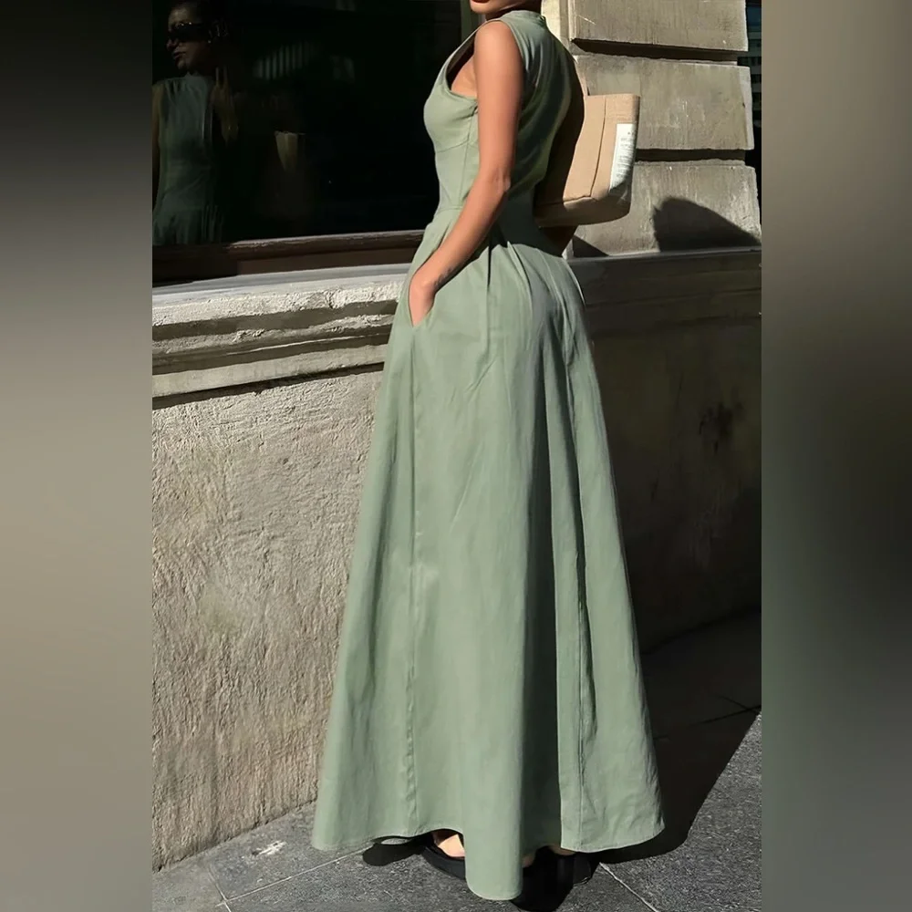 178. Micas Solid Slipper Maxi Dress - Picture 2 of 3